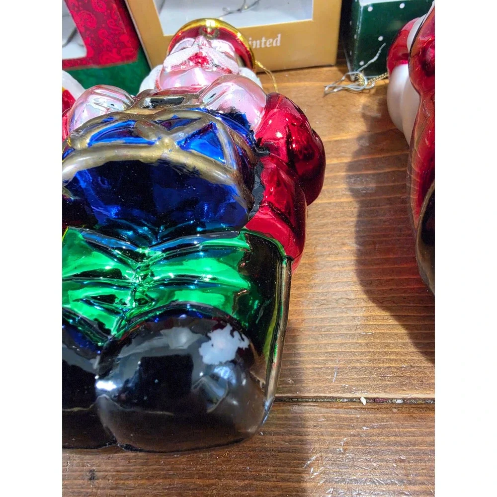 VTG Hand Crafted Blown Glass Hand Painted Christmas Ornaments Set of 4